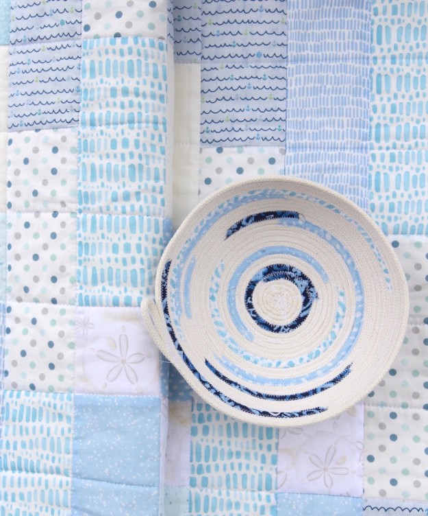 Shifting Strips Beach Quilt with Rope Bowl by Beech Tree Lane Handmade