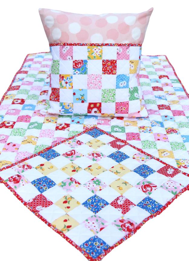 16-Patch Sugar Sack Pillow, Quilt, Blankie